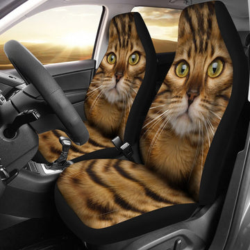 Bengal Cat Zoom Face - Car Seat Covers