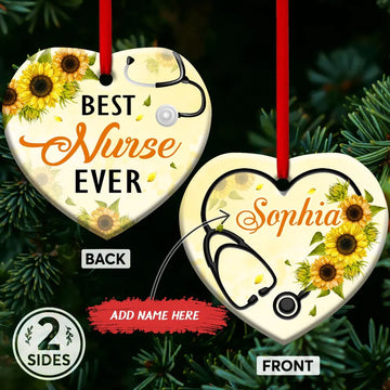 Best Nurse Ever Personalized Ceramic Ornament