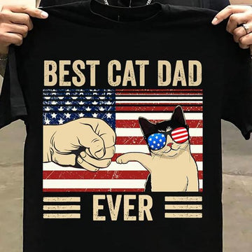 Best Cat Dad Ever American Flag - Standard T-shirt