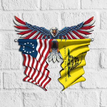 Bets Ross Flag and Don't Tread on Me Gadsden Flag Independence day - Cut Metal Sign
