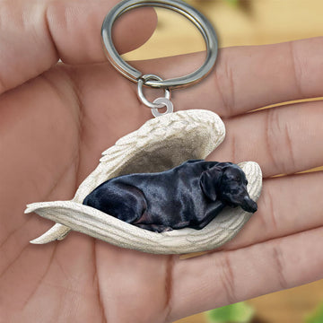 Black Labrador Sleeping Angel Acrylic Keychain Dog Sleeping Keychain, Black Labrador Lover