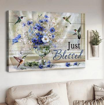 Blue daisy Hummingbirds Just blessed - Matte Canvas