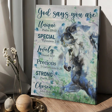 Horse drawing Watercolor painting God says you are - Matte Canvas