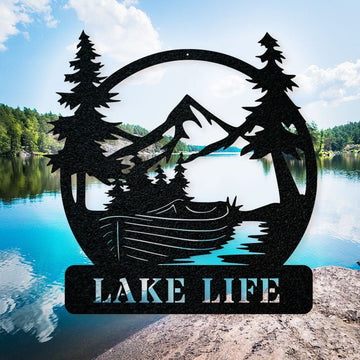 Boat Lake Life - Cut Metal Sign