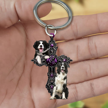 Border Collie Pray For God Acrylic Keychain Dog Keychain, Border Collie Lover