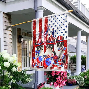 Boston Terrier 4th of July Happy Independence Day Flag - House Flag