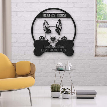 Bull Terrier Dog Lovers Funny Personalized Metal House Sign