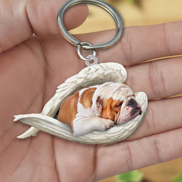 Bulldog Sleeping Angel Acrylic Keychain Dog Sleeping Keychain, Bulldog Lover