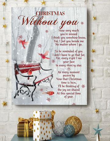 Cardinal Christmas without you - Matte Canvas, gift for you, gift for cardinal lover, gift for family, holiday gift, christmas gift c4