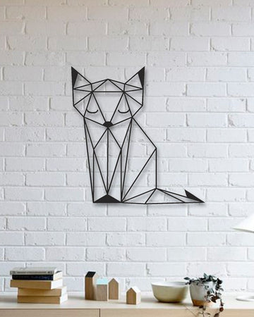 Geometric Cat | Wall Art Decor - Cut Metal Sign