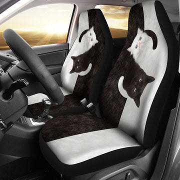 Cat Black White - Car Seat Covers