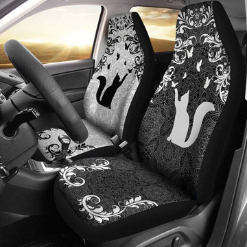 Cat Surounded By Butterfly - Car Seat Covers