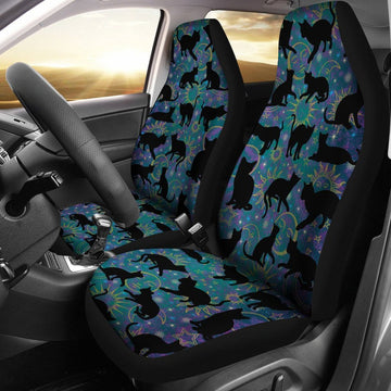 Cat Teal Pattern - Car Seat Covers
