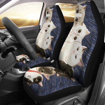 Cats Blue Pattern - Car Seat Covers