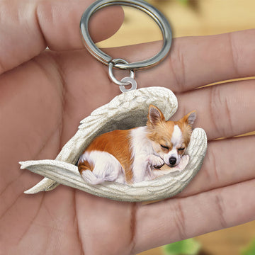 Chihuahua Sleeping Angel Acrylic Keychain Dog Sleeping Keychain, Chihuahua Lover