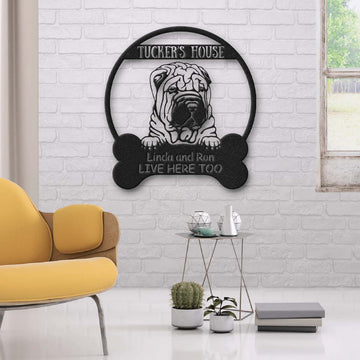 Chinese Shar Pei Dog Lovers Funny Personalized Metal House Sign