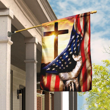 Christian Cross America Flag - House Flag