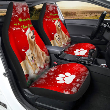 Golden Retriever Dreaming Of A White Christmas Car Seat Covers