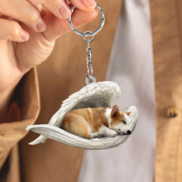 Corgi Sleeping Angel Acrylic Keychain Dog Sleeping Keychain, Corgi Lover