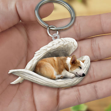 Corgi Sleeping Angel Acrylic Keychain Dog Sleeping Keychain, Corgi Lover