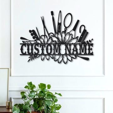 Custom Nail Salon Name Monogram - Personalized Metal House Sign
