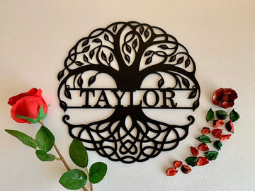 Custom Family Last Name Tree of Life - Personalized Metal House Sign