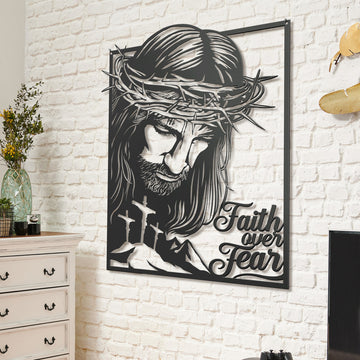 Jesus Faith over fair- Cut Metal Sign