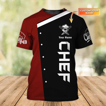 Chef cool uniform black and red - Personalized All Over Print T-shirt