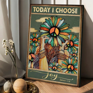 Peace flower, Lovely girl, Hippie, Today I choose joy - Matte Canvas