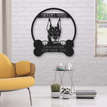 Doberman Pinscher Dog Lovers Funny Personalized Metal House Sign