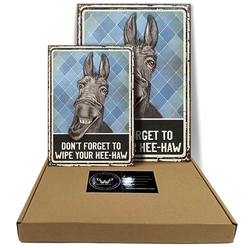 Donkey Funny Restroom Wipe Your Hee-Haw - Custom Classic Metal Signs