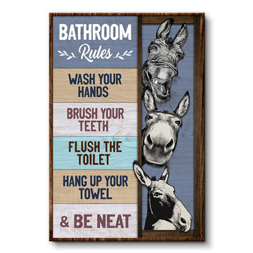 Donkey Restroom Bathroom Rules Be Neat - Custom Poster