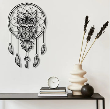Dream Catcher Owl - Metal House Sign