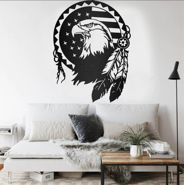 Eagle Art American Independence Day Metal Wall Decor For Living Room -  Cut Metal Sign