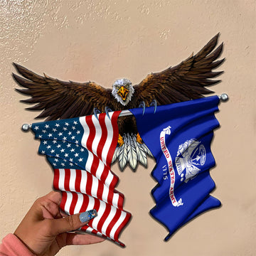 Eagle Flag of the United States and Army Flag Memorial Day Independence Day -  Cut Metal Sign