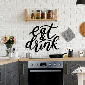 Eat And Drink Kitchen Cooking Lovers - Cut Metal Sign