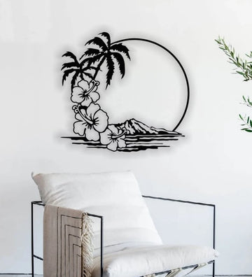The Beautiful Palm Tree Wall Art For Living Room -  Cut Metal Sign