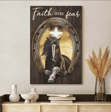 FAITH OVER FEAR JESUS HORSES CROSS - Matte Canvas