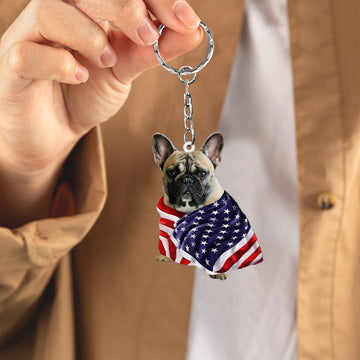 French Bulldog American Patriot Flag Acrylic Keychain Independence Day Keychain, French Bulldog Lover, French Bulldog Gift