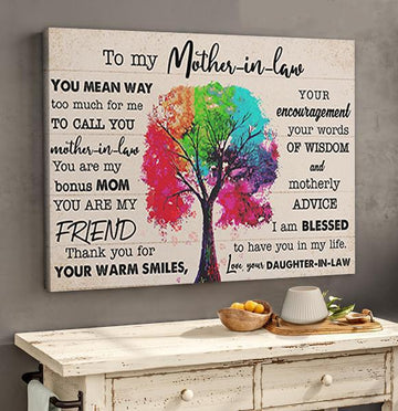 Gift For Mother In Law From Daughter In Law I'm Blessed To Have You In My Life Poster Canvas