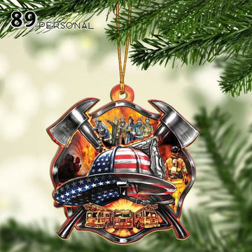 Firefighter American flag hat- Two sides ornament