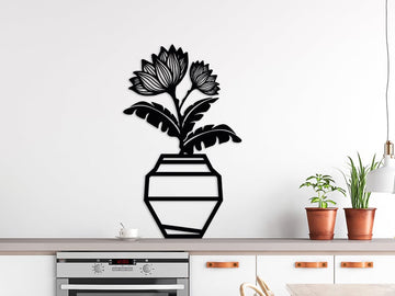 Flower in Vase | Decor | Wall Art - Cut Metal Sign