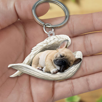 French Bulldog Sleeping Angel Acrylic Keychain Dog Sleeping Keychain, French Bulldog Lover