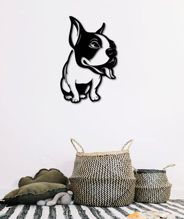 Friendly French Bulldog Dog | Wall Art Decor - Cut Metal Sign