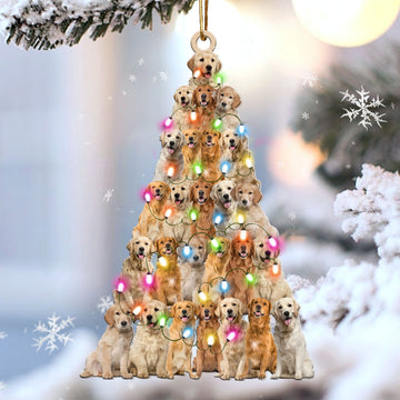 Golden retriever Lovely Tree Christmas 2 sides Ornament