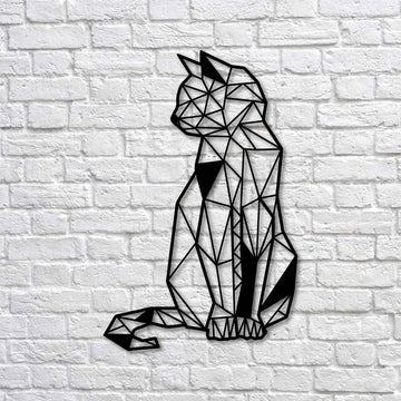 Geometric Cat Decor Design 2 | Wall Art - Cut Metal Sign