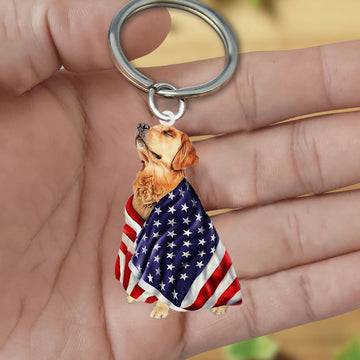 Golden Retriever American Patriot Flag Acrylic Keychain, Golden Retriever Lover, Golden Retriever Gift