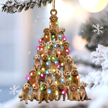 Goldendoodle Lovely Tree Christmas 2 sides Ornament