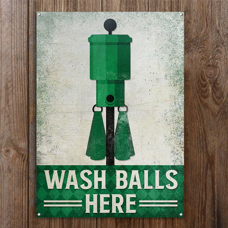 Golf Wash Balls Here Restroom Customized Classic Metal Signs