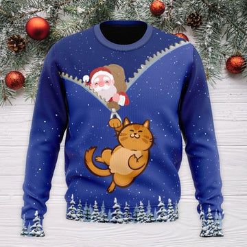 Cat Lovers Funny Christmas With Santa Claus Sweater
